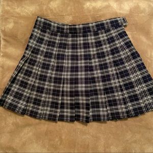 Navy Plaid Skirt